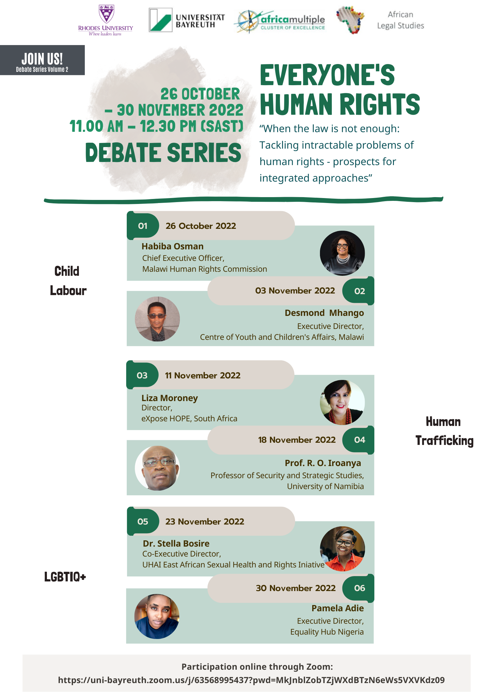 Debate series: “When the law is not enough: Tackling intractable problems of human rights – prospects for integrated approaches”